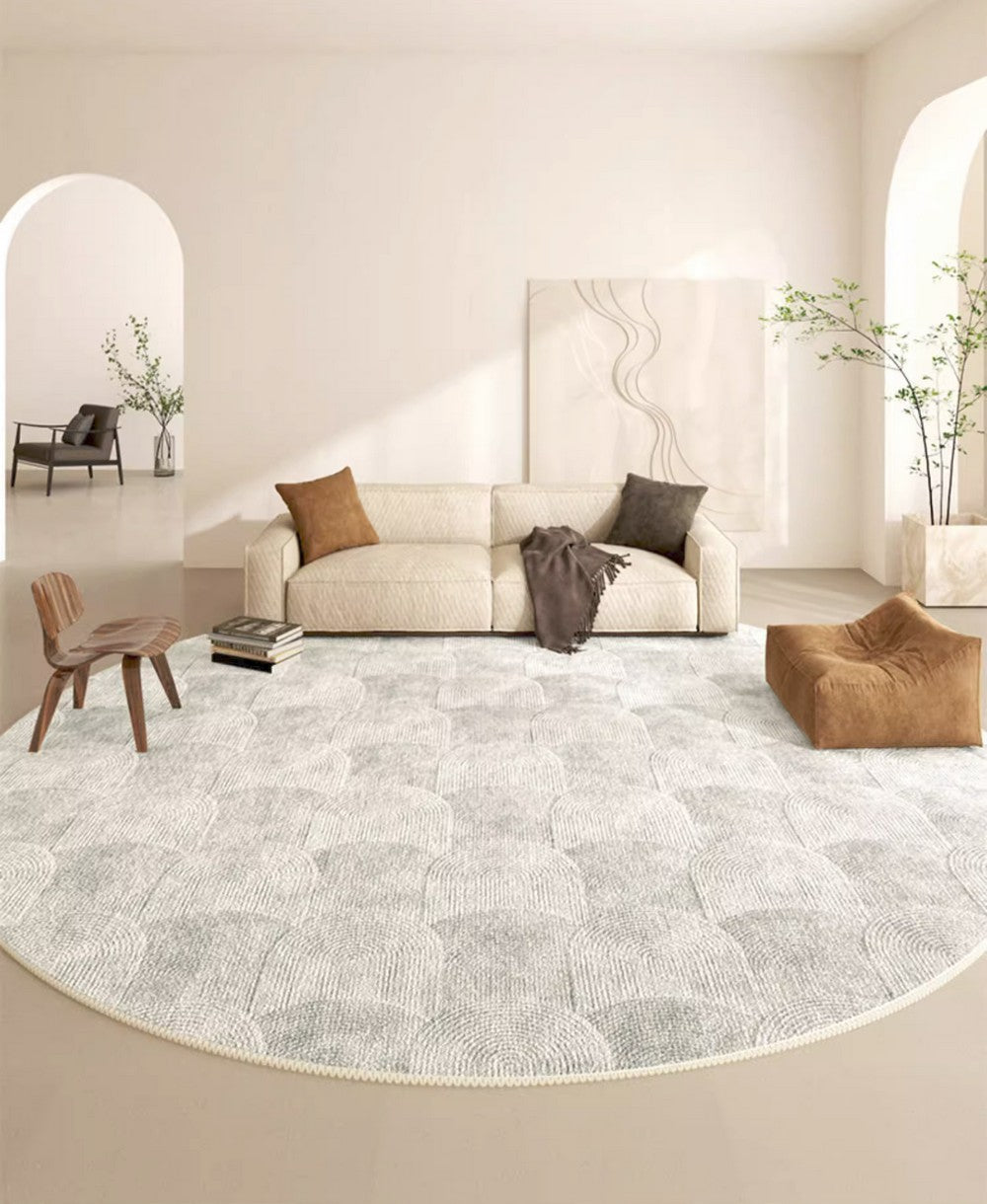 Contemporary Area Rugs for Bedroom, Round Area Rug for Dining Room, Coffee Table Rugs, Circular Modern Area Rug, Large Rugs for Living Room