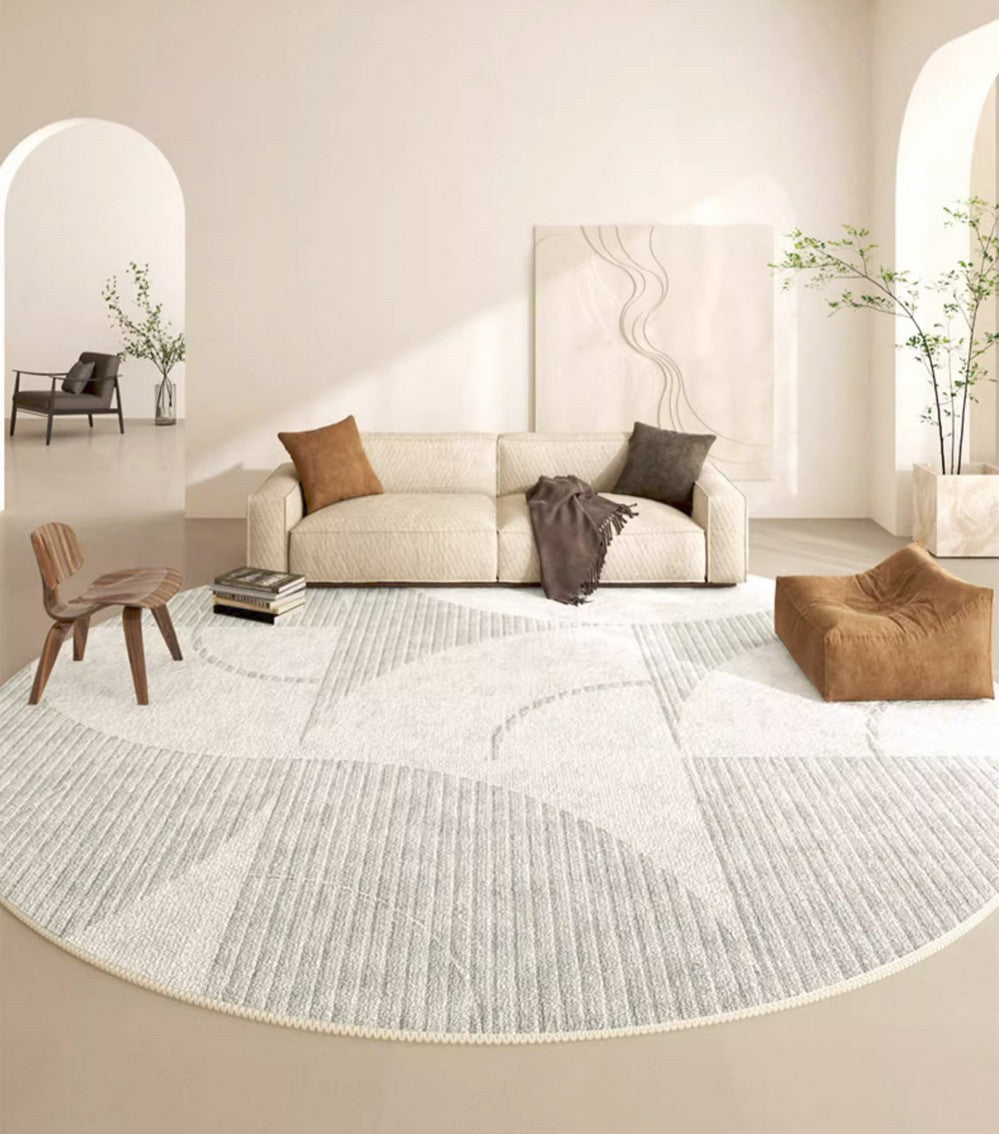 Dining Room Round Rugs, Modern Area Rugs under Coffee Table, Round Modern Rugs, Gray Abstract Contemporary Area Rugs, Modern Rugs in Bedroom