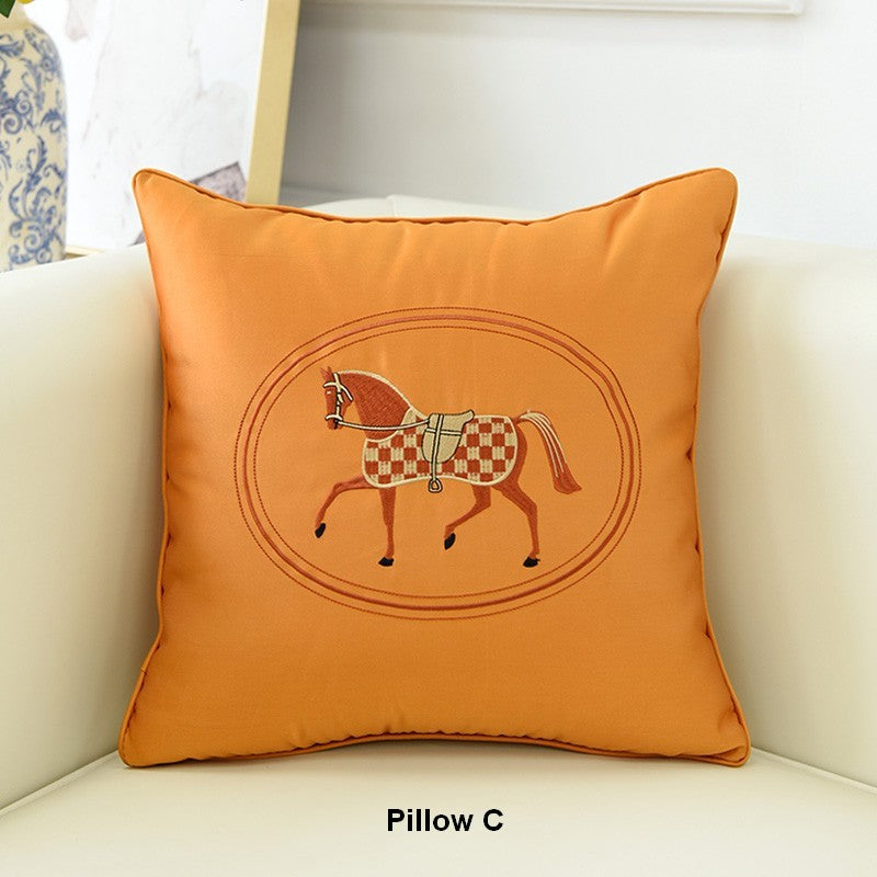Horse Decorative Throw Pillows for Couch, Modern Decorative Throw Pillows, Embroider Horse Pillow Covers, Modern Sofa Decorative Pillows