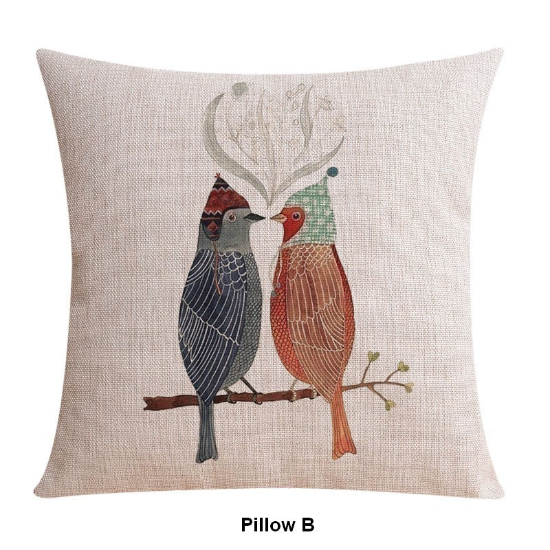 Love Birds Throw Pillows for Couch, Singing Birds Decorative Throw Pillows, Modern Sofa Decorative Pillows, Embroider Decorative Pillow Covers