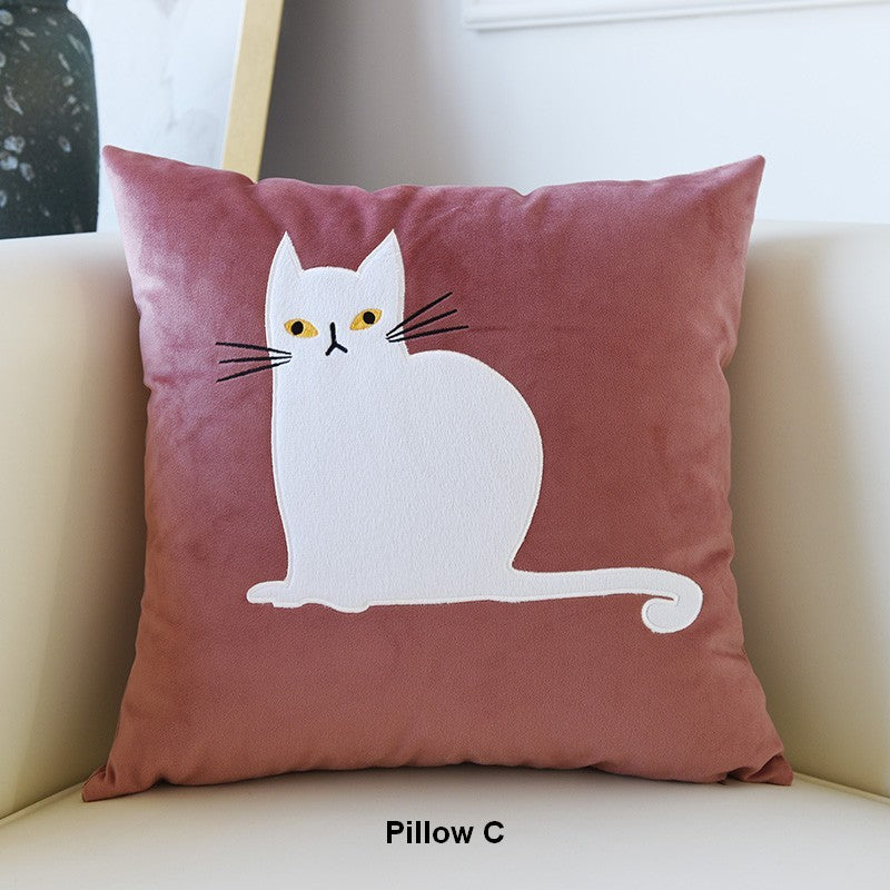 Cat Decorative Throw Pillows for Couch, Modern Sofa Decorative Pillows, Lovely Cart Pillow Covers for Kid's Room, Modern Decorative Throw Pillows