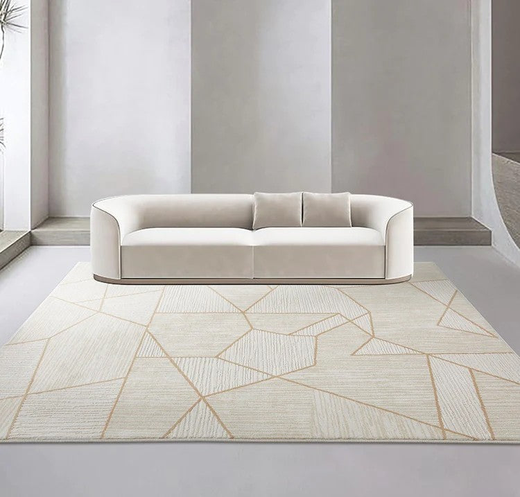 Large Modern Rugs for Dining Room, Cream Color Modern Area Rugs for Bedroom, Abstract Modern Rugs for Living Room, Texture Contemporary Modern Rugs for Sale