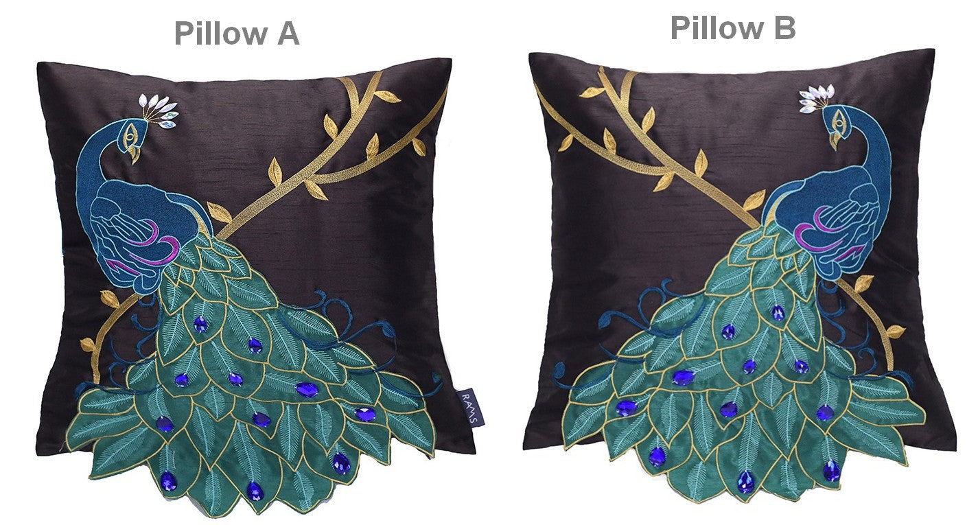 Decorative Pillows for Couch, Beautiful Decorative Throw Pillows, Embroider Peacock Cotton and linen Pillow Cover, Decorative Sofa Pillows