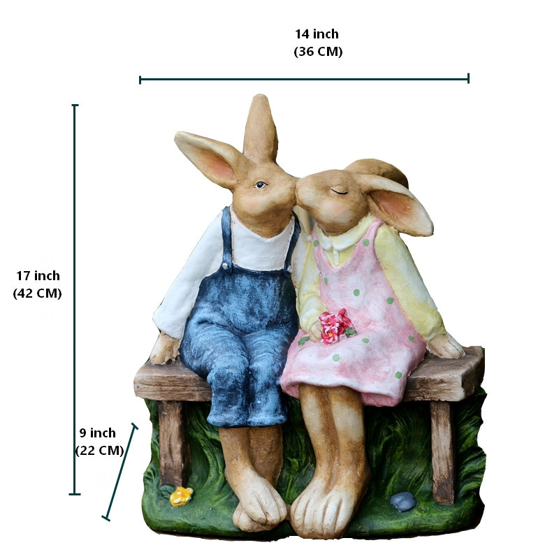 Bunny Lover Statue, Rabbit Lover Statue for Wedding Gift, Garden Courtyard Decoration, Villa Outdoor Decor Gardening Ideas