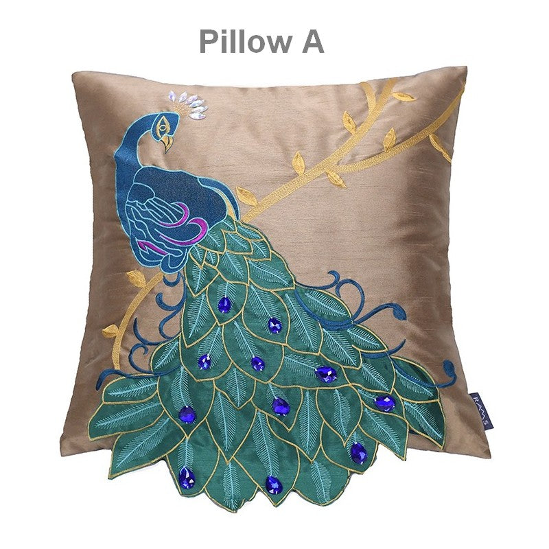 Beautiful Decorative Throw Pillows, Embroider Peacock Cotton and linen Pillow Cover, Decorative Sofa Pillows, Decorative Pillows for Couch