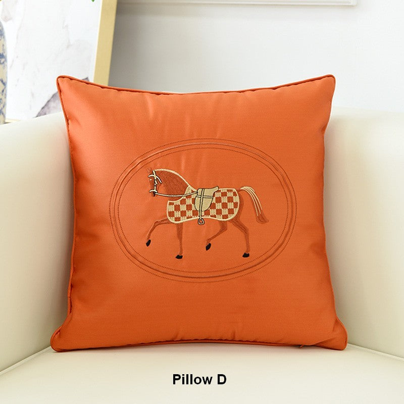 Horse Decorative Throw Pillows for Couch. Modern Decorative Throw Pillows. Embroider Horse Pillow Covers. Modern Sofa Decorative Pillows