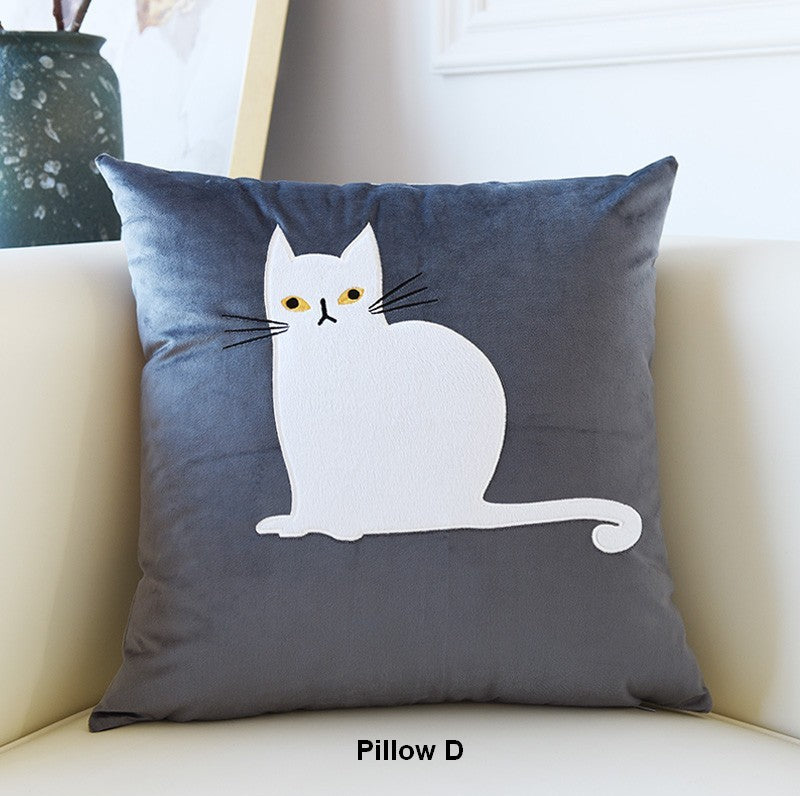 Cat Decorative Throw Pillows for Couch, Modern Sofa Decorative Pillows, Lovely Cart Pillow Covers for Kid's Room, Modern Decorative Throw Pillows