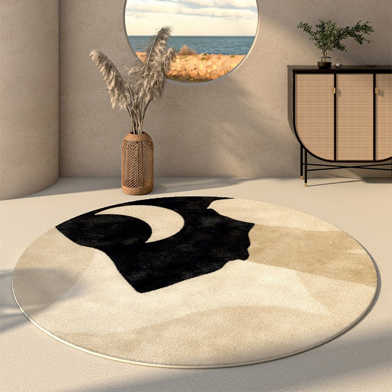 Modern Runner Rugs Next to Bed, Round Area Rug for Dining Room, Coffee Table Rugs, Contemporary Area Rugs for Bedroom, Circular Modern Area Rugs