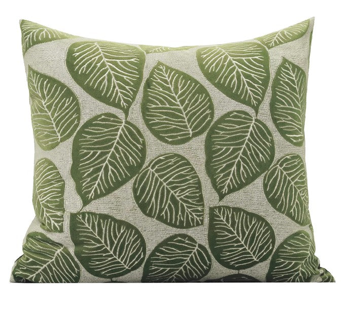 Contemporary Modern Sofa Pillows, Green Leaves Square Modern Throw Pillows for Couch, Simple Decorative Throw Pillows, Large Throw Pillow for Interior Design