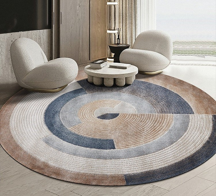 Geometric Modern Rug Ideas for Living Room, Abstract Contemporary Round Rugs for Dining Room, Modern Rugs for Dining Room, Modern Rugs under Coffee Table