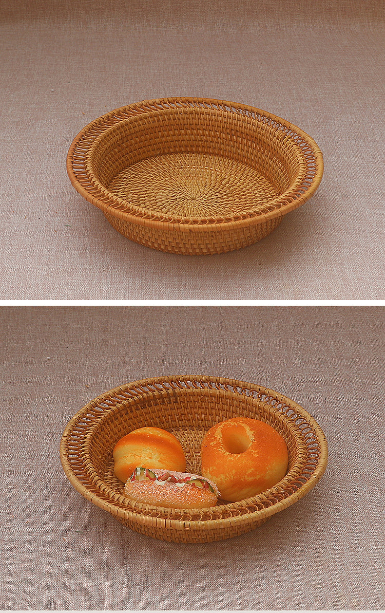 Rattan Basket, Fruit Basket, Handmade Round Basket, Storage Baskets, Rustic Baskets