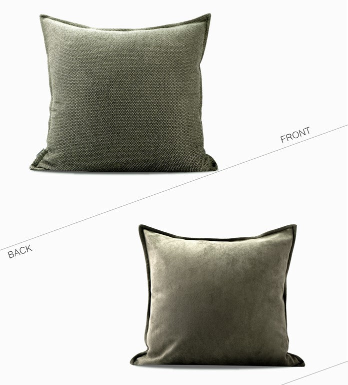 Large Green Square Modern Throw Pillows for Couch, Large Throw Pillow