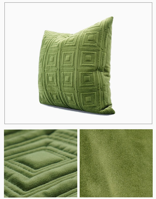 Large Square Modern Throw Pillows for Couch, Green Geometric Modern Sofa Pillows, Large Decorative Throw Pillows, Simple Throw Pillow for Interior Design