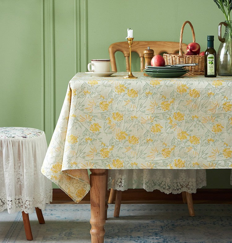 Natural Spring Farmhouse Table Cloth, Large Modern Rectangle Tablecloth for Dining Room Table, Square Tablecloth for Round Table, Flower Pattern Tablecloth