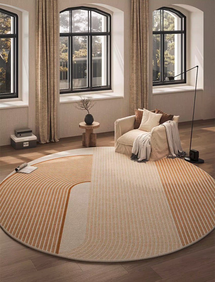 Geometric Modern Round Rugs for Living Room, Contemporary Area Rugs for Bedroom, Round Area Rugs for Dining Room, Coffee Table Rugs, Circular Modern Area Rug
