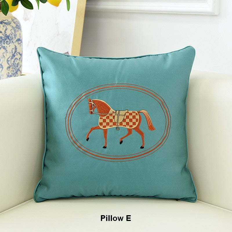 Horse Decorative Throw Pillows for Couch. Modern Decorative Throw Pillows. Embroider Horse Pillow Covers. Modern Sofa Decorative Pillows