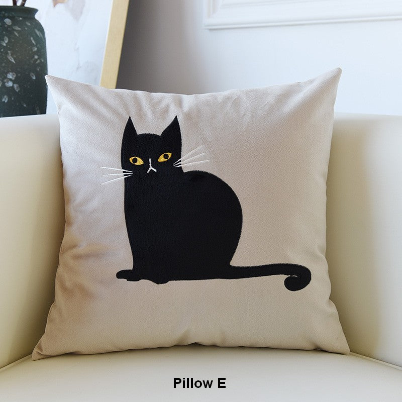 Cat Decorative Throw Pillows for Couch, Modern Sofa Decorative Pillows, Lovely Cart Pillow Covers for Kid's Room, Modern Decorative Throw Pillows