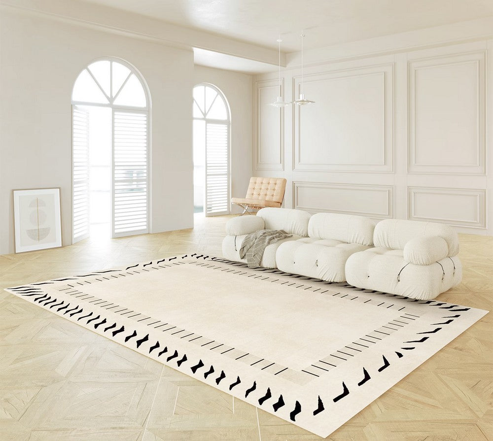 Thick Contemporary Rugs for Bedroom, Cream Modern Carpets for Living Room,Modern Rugs for Dining Room, Mid Century Modern Rugs Next to Bed