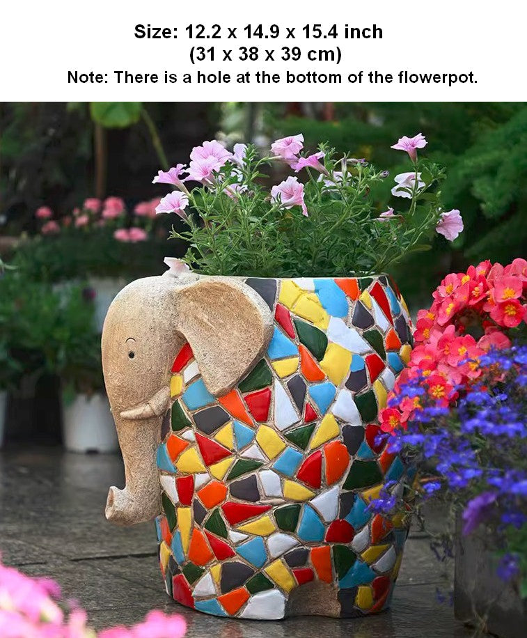 Modern Animal Statue for Garden Ornaments, Large Elephant Flowerpot, Animal Flower Pot, Resin Statue for Garden, Villa Outdoor Decor Gardening Ideas