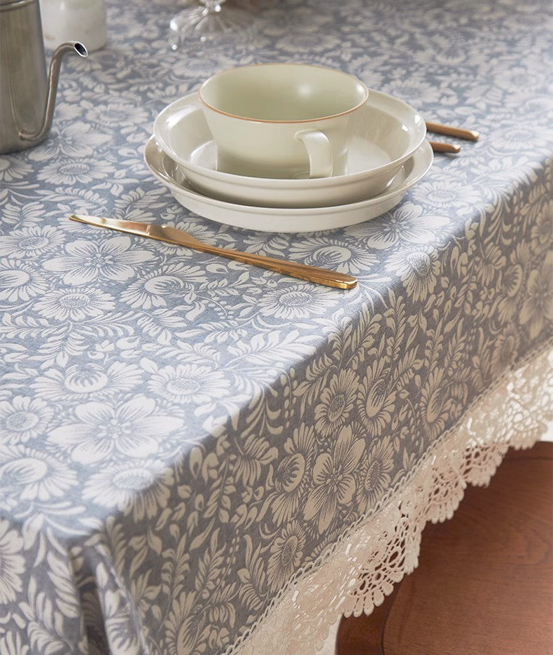 Farmhouse Table Cloth, Wedding Tablecloth, Dining Room Flower Pattern Table Cloths, Square Tablecloth for Round Table, Cotton Rectangular Table Covers for Kitchen