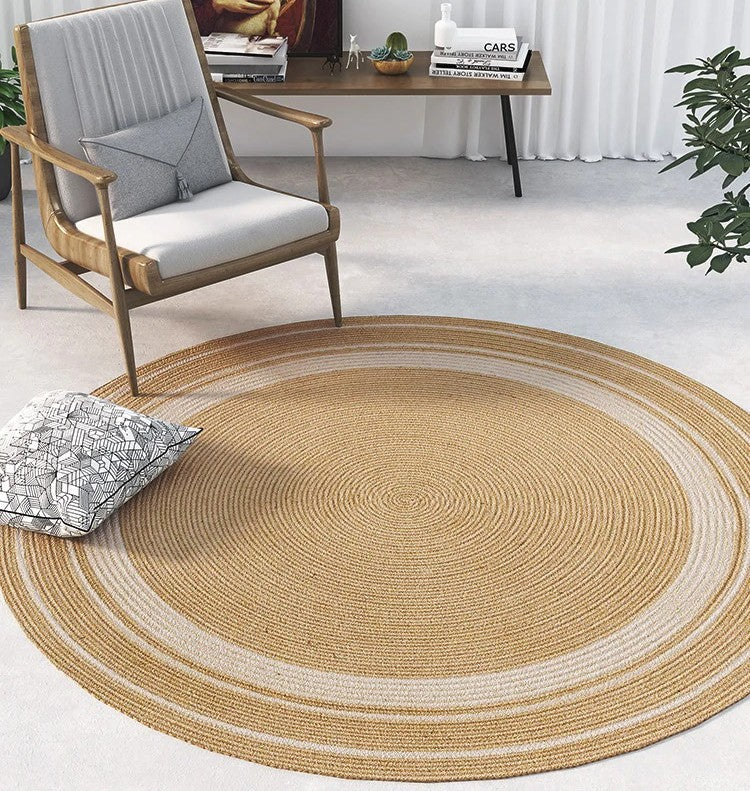 Rustic Jute Round Rugs for Farmhouse, Round Modern Rugs in Dining Room, Coffee Table Round Rugs, Handmade Jute Rug, Large Rugs in Living Room