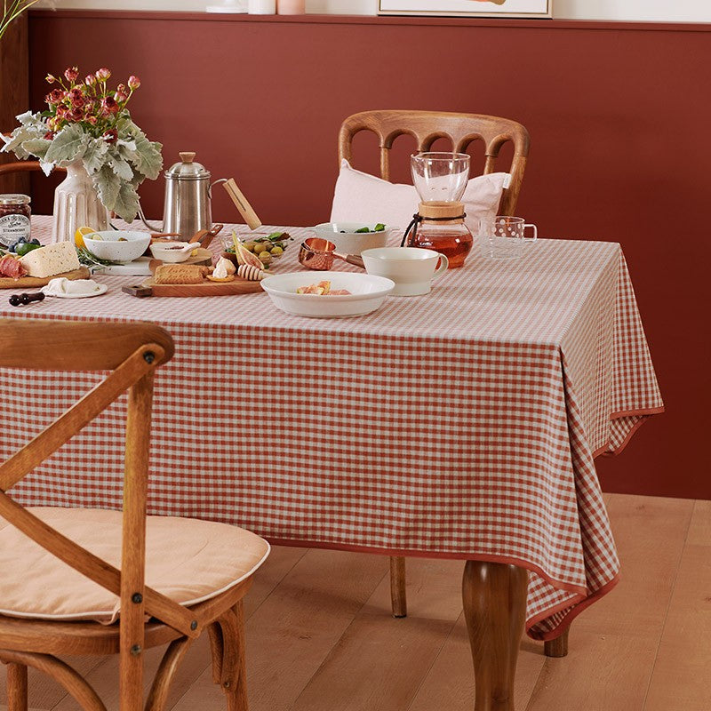 Cotton Chequer Rectangular Tablecloth, Rectangle Tablecloth for Dining Room Table, Square Tablecloth for Coffee Table, Farmhouse Table Cloth, Wedding Tablecloth