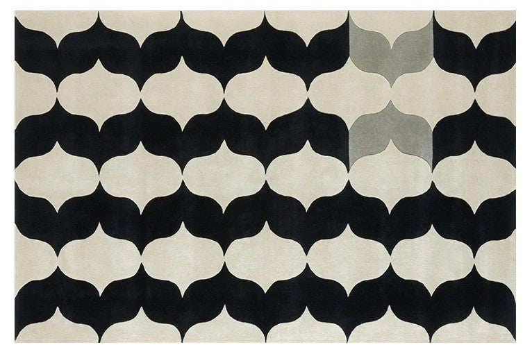 Contemporary Wool Rugs under Dining Room Table, Mid Century Modern Rugs for Living Room, Black and White Geometric Modern Rugs for Dining Room