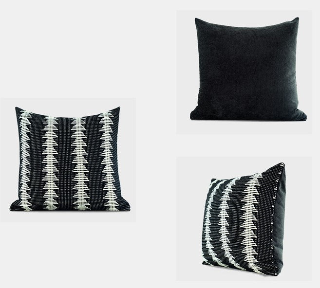 Large Modern Sofa Pillow Covers, Black and White Pattern