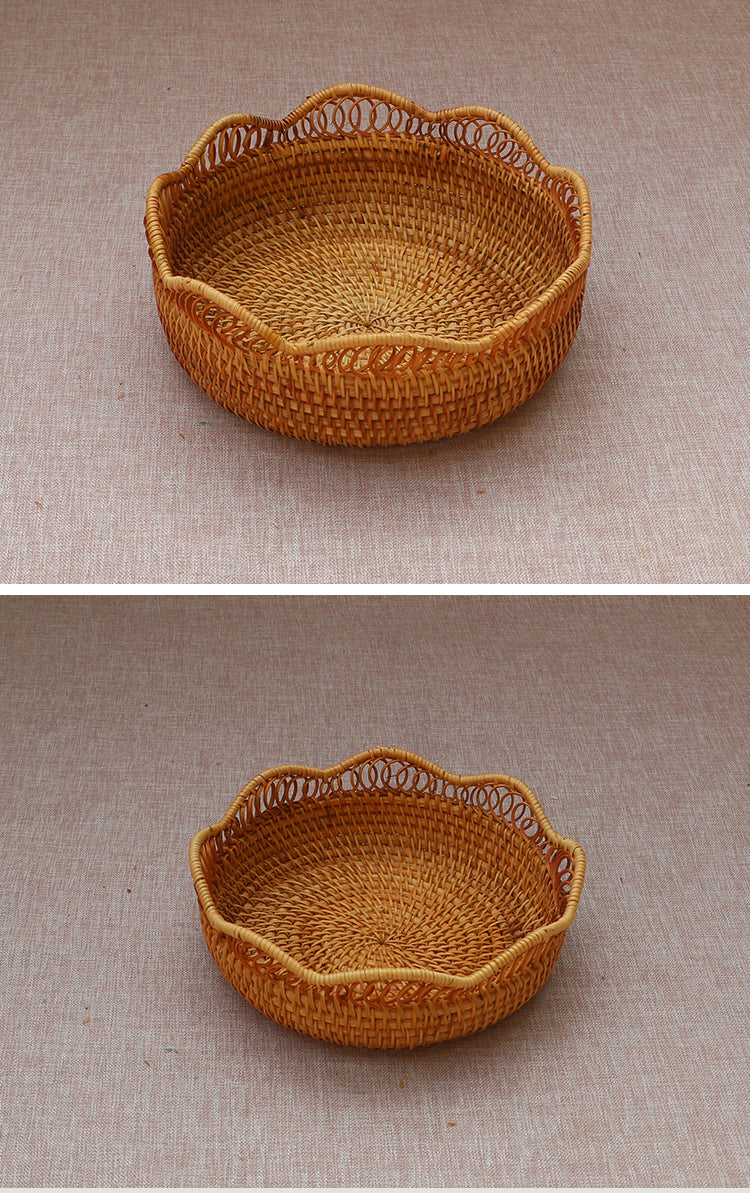 Rattan Woven Basket, Fruit Basket, Storage Baskets, Handmade Round Basket, Rustic Baskets