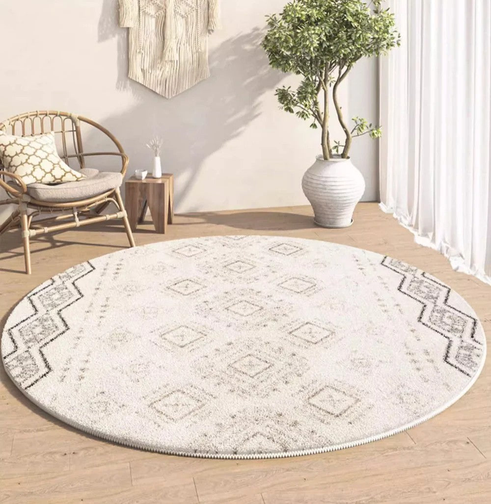 Thick Circular Modern Rugs under Sofa, Geometric Modern Rugs for Bedroom, Modern Round Rugs under Coffee Table, Abstract Contemporary Round Rugs