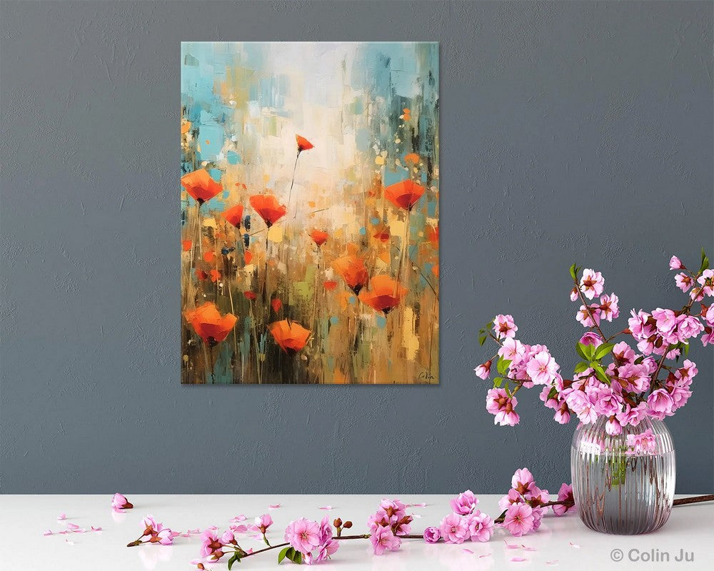 Abstract Flower Painting, Flower Acrylic Painting, Canvas Painting Flower, Original Paintings on Canvas, Modern Acrylic Paintings for Bedroom