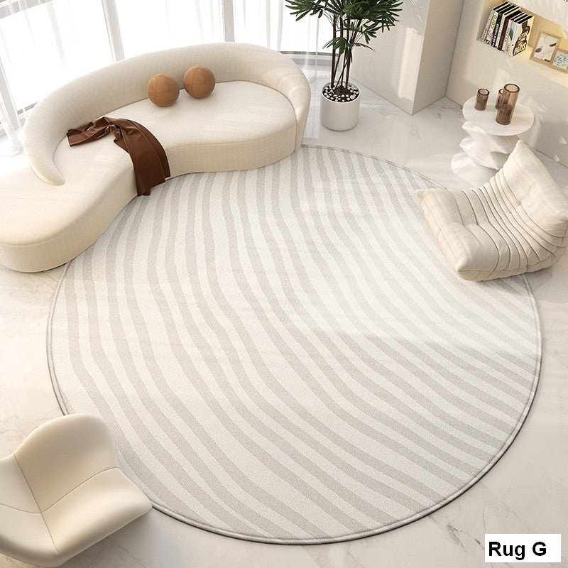 Bedroom Modern Round Rugs, Circular Modern Rugs under Chairs, Dining Room Contemporary Round Rugs, Geometric Modern Rug Ideas for Living Room