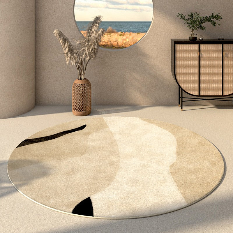 Simple Modern Floor Rugs Next to Bed, Bedroom Geometric Round Rugs, Circular Modern Rugs for Dining Room, Contemporary Floor Carpets for Entryway