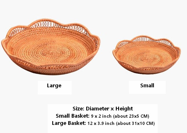 Cute Rattan Basket. Fruit Basket. Handmade Round Basket. Storage Baskets for Kitchen and Dining Room