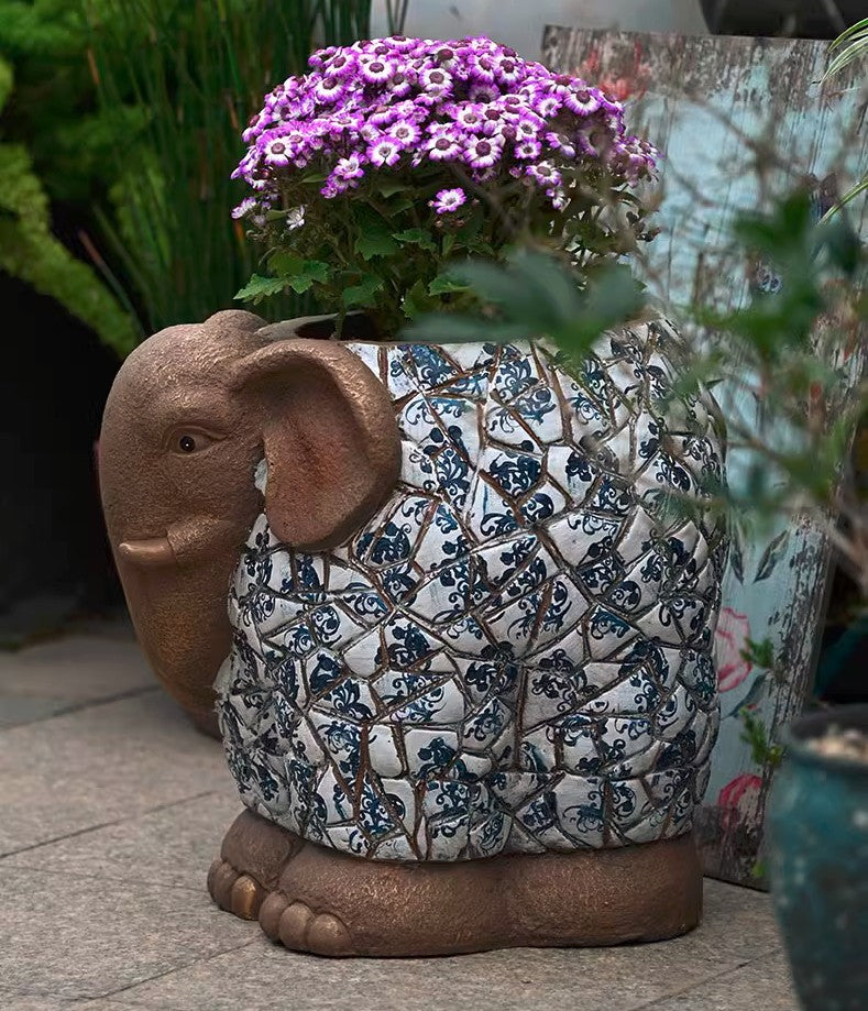 Unique Garden Flowerpot, Large Elephant Flowerpot, Resin Statue