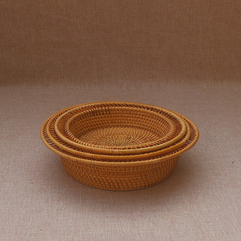 Rattan Basket, Fruit Basket, Handmade Round Basket, Storage Baskets, Rustic Baskets