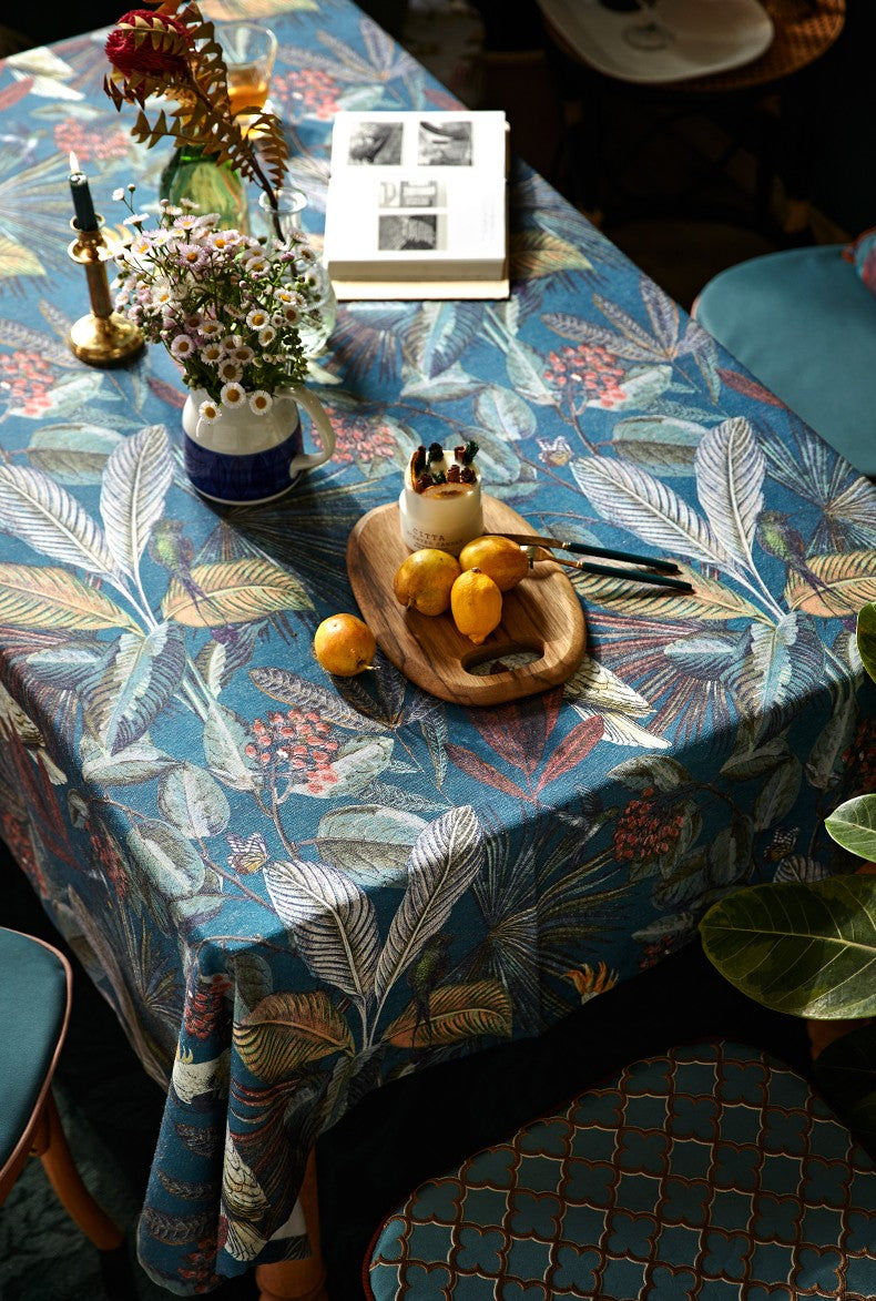 Large Modern Tablecloth Ideas for Dining Room Table, Tropical Rainforest Parrot Table Cover, Outdoor Picnic Tablecloth, Rectangular Tablecloth for Round Table