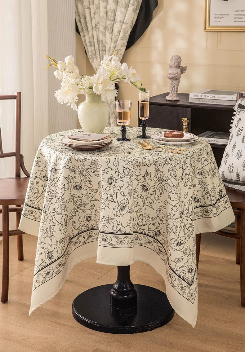 Large Flower Pattern Table Cover for Dining Room Table, Rectangular Tablecloth for Dining Table, Modern Rectangle Tablecloth for Oval Table