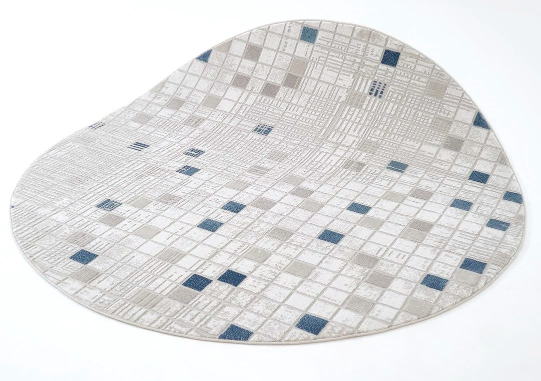 Circular Modern Area Rugs for Living Room, Geometric Modern Rugs for Bedroom, Blue and Gray Contemporary Area Rugs, Modern Area Rugs for Dining Room