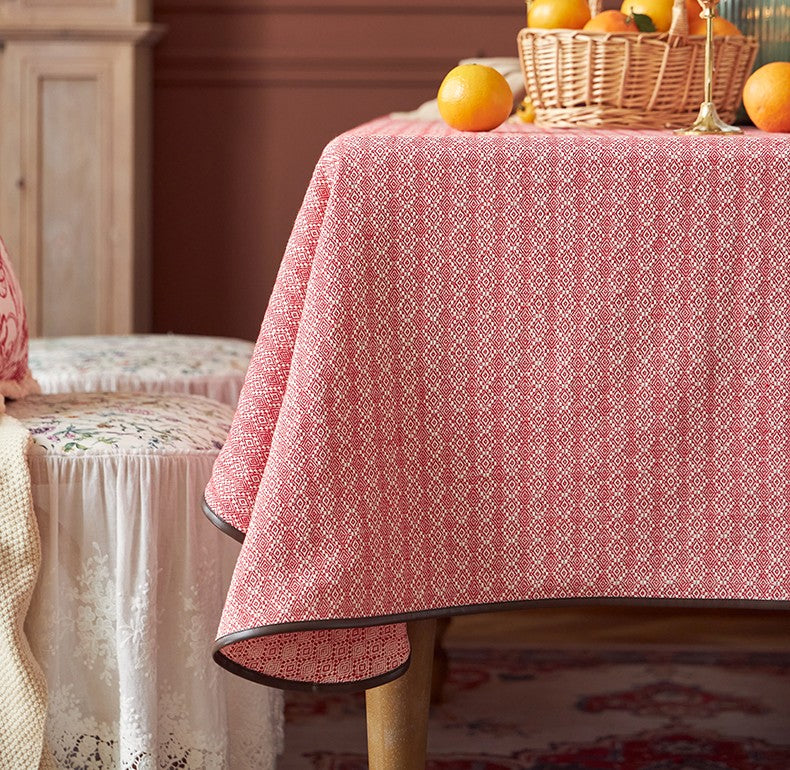 Simple Modern Rectangle Tablecloth for Dining Room Table, Knitted Plaid Embroidery Farmhouse Table Cloth, Square Tablecloth for Round Table