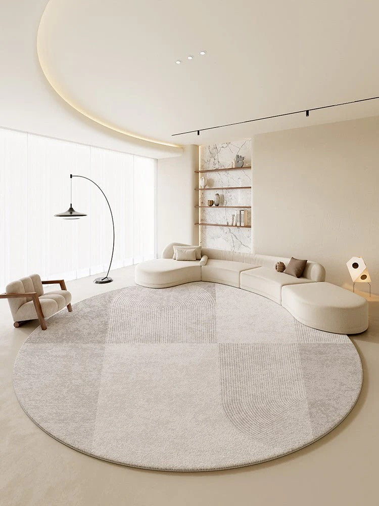 Circular Modern Rugs, Dining Room Modern Rug Ideas, Round Area Rugs, Modern Rugs in Bedroom,Abstract Grey Rugs under Coffee Table