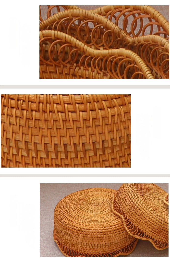 Rattan Woven Basket. Fruit Basket. Storage Baskets. Handmade Round Basket. Rustic Baskets