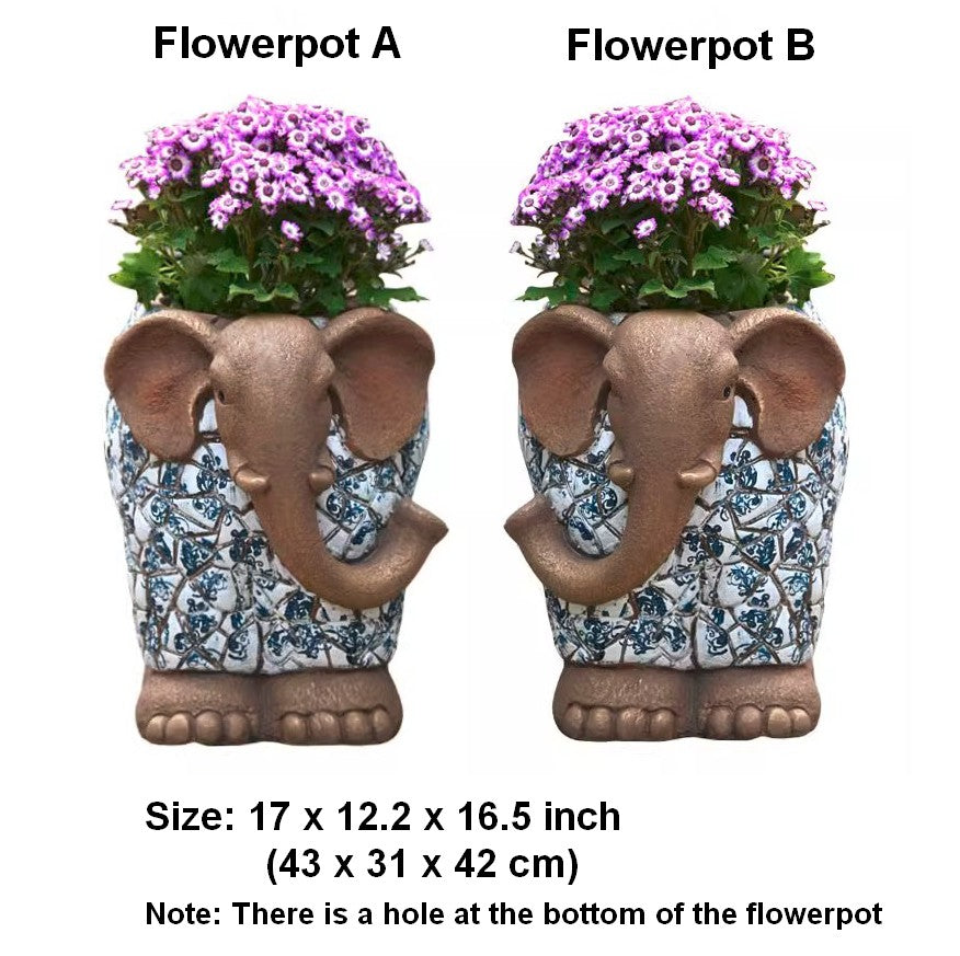 Large Garden Flower Pot, Elephant Flowerpot, Unique Garden Flowerpot, Resin Statue for Garden, Modern Animal Statue for Garden Ornaments, Villa Outdoor Decor Gardening Ideas