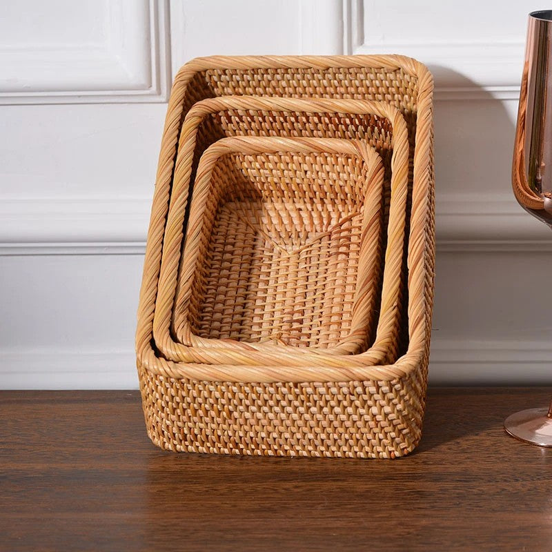 Large Storage Basket for Shelves, Small Storage Baskets, Storage Basket for Kitchen, Woven Storage Baskets, Decorative Baskets for Shelves, Rectangular Storage Baskets for Shelves