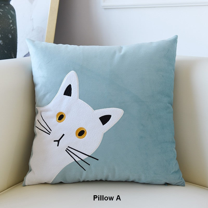 Modern Sofa Decorative Pillows, Lovely Cat Pillow Covers for Kid's Room, Cat Decorative Throw Pillows for Couch, Modern Decorative Throw Pillows