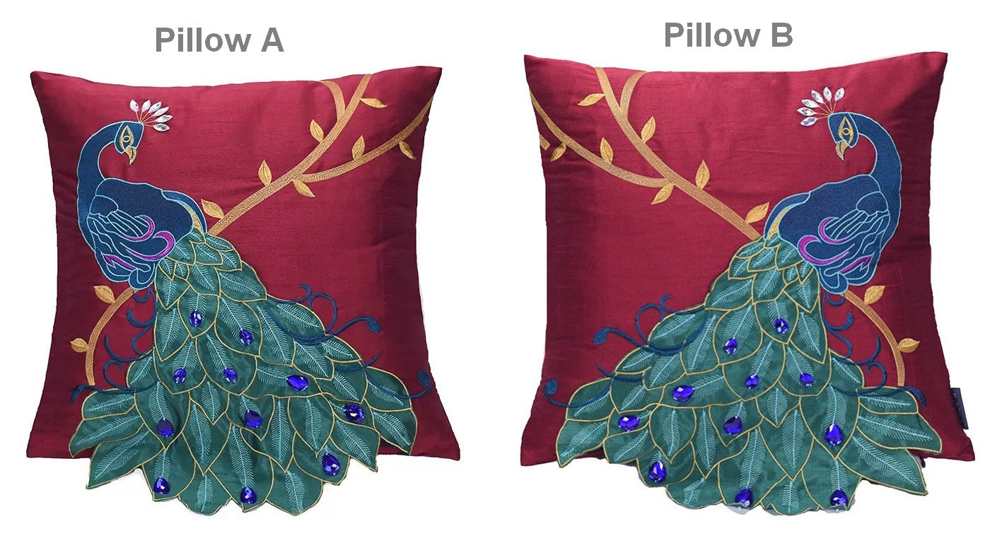 Embroider Peacock Cotton and linen Pillow Cover, Beautiful Decorative Throw Pillows, Decorative Sofa Pillows, Decorative Pillows for Couch