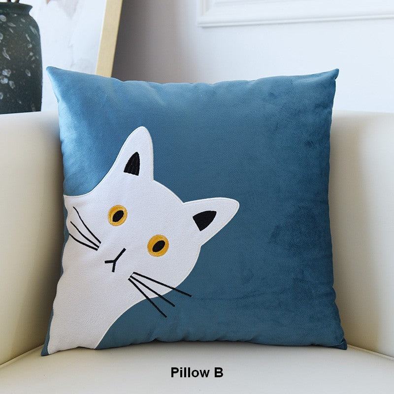 Modern Sofa Decorative Pillows, Lovely Cat Pillow Covers for Kid's Room, Cat Decorative Throw Pillows for Couch, Modern Decorative Throw Pillows