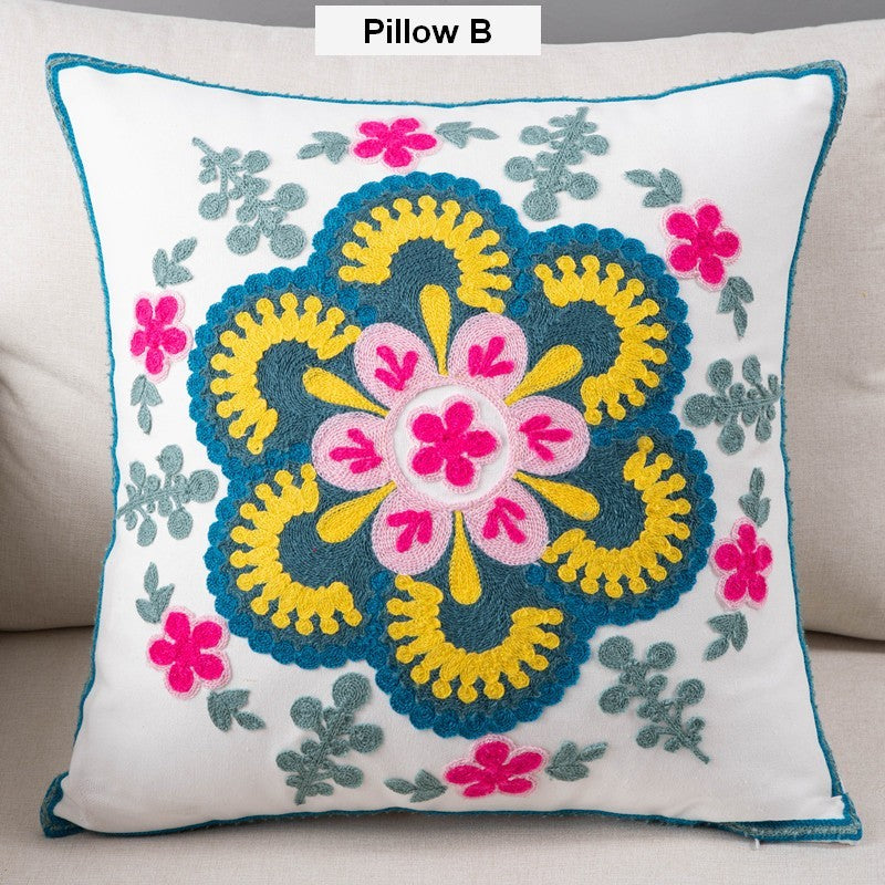 Flower Decorative Pillows for Couch, Sofa Decorative Pillows, Embroider Flower Cotton Pillow Covers, Farmhouse Decorative Throw Pillows