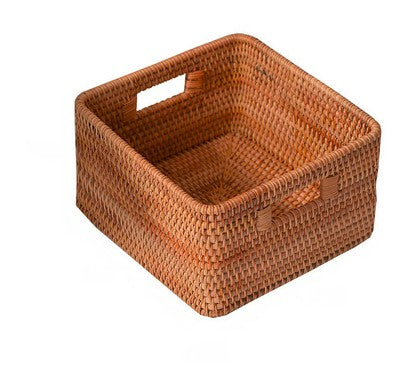 Rattan Storage Basket, Rectangular Basket with Handle, Storage Baskets for Bathroom and Bedroom