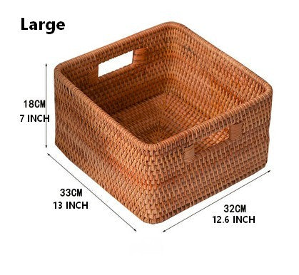 Rectangular Storage Baskets for Shelves With Solid Wooden Bases